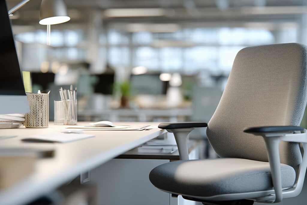 Chaise de bureau moderne dans un espace de travail contemporain